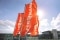 The image shows three viessmann flags